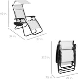 Best Choice Products Folding Zero Gravity Outdoor Recliner Patio Lounge Chair w/Adjustable Canopy Shade, Headrest - Photo 2