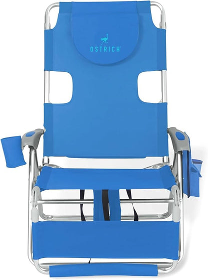 Ostrich The Backpack 3N1 Portable Chair with Cooler Bag and Reclining Lounger for Tanning, Camping, Beach, and Outdoor Essential, Blue