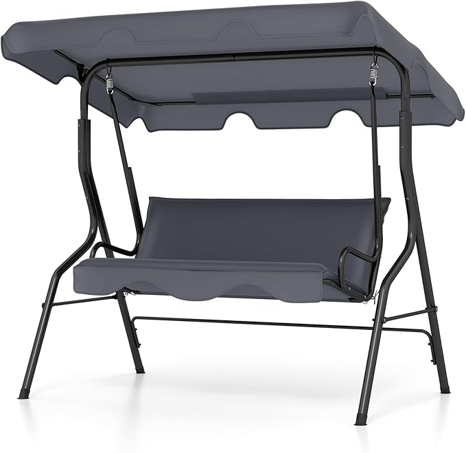 Tangkula 3 Person Porch Swing, Patio Swing with Removable Cushion & Powder-Coated Steel Frame - Photo 1