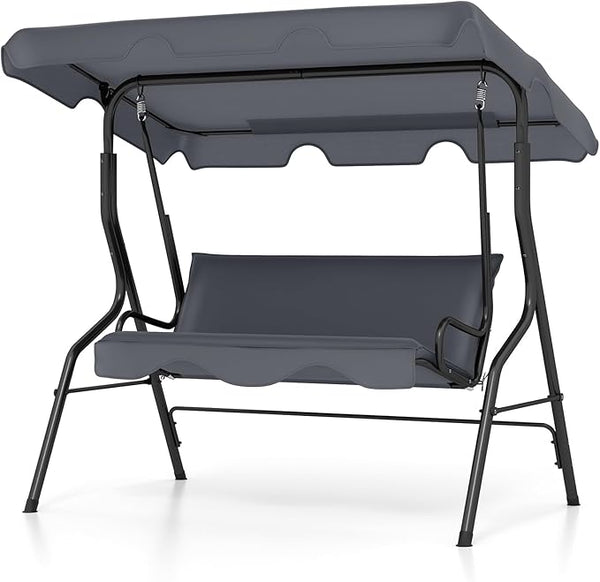 Tangkula 3 Person Porch Swing, Patio Swing with Removable Cushion & Powder-Coated Steel Frame - Photo 1