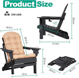Adirondack Chairs Set of 2 with Cushions & Cup Holders, HDPE Weather Resistant Folding Adirondack Chair for Adults - Photo 3