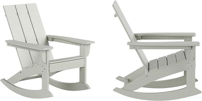 WO WESTIN OUTDOOR HDPE Shoreside Modern Rocking Poly Adirondack Chair (Set of 2),Sand
