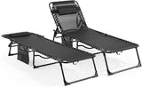 Unovivy Outdoor Chaise Lounge Chairs Set of 2, Portable Folding Pool Lounge Chair with 5-Position Reclining Back - Photo 1