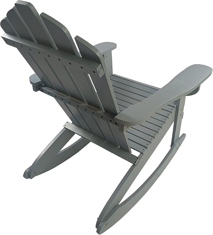 Reclining Wooden Outdoor Rocking Adirondack Chair,Walnut