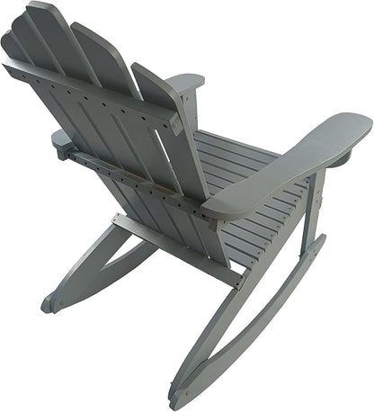 Reclining Wooden Outdoor Rocking Adirondack Chair,Walnut