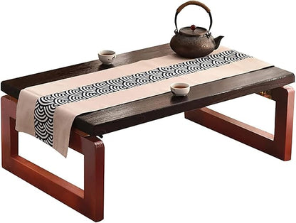 Folding Coffee Table Foldable Japanese Floor Table Low Table Meditation Table Low Tea Table for Sitting on The Floor for The Floating Window, Tatami, Tea Room, Balcony, Living Room, Outdoor