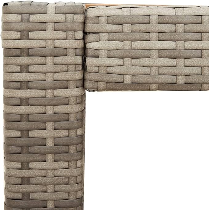 vidaXL Patio Side Table with Wooden Top - Gray & Brown - Poly Rattan - Garden/Backyard/Patio - 39.4"x15.7"x29.5" - Photo 5