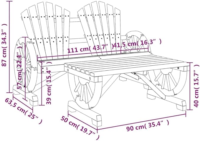 Solid Fir Wood Adirondack Chair and Table Set 4-Piece Outdoor Furniture for Patio and Garden with Weather-Resistant - Photo 2