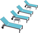 PURPLE LEAF Patio Lounge Chair Set for 4 Outdoor Chaise Lounge with Adjustable Backrest and Easy-to-Move Wheels - Photo 1