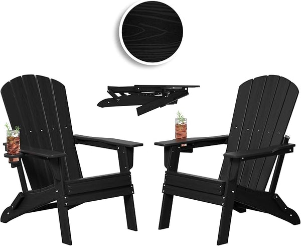 Plawdlik Folding Adirondack Chair, Cup Holder, SGS Tested - Photo 1
