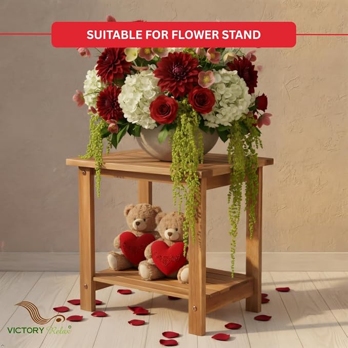 Double Adirondack Side Table, Weather-Resistant Rectangular End Table for Patio, Garden, Lawn - Photo 5