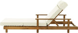 Merax Acacia Wood Outdoor Chaise Lounge Chair Set of 2, Thick 4-Fold Cushion & Headrest, 3-Position Adjustable Backrest - Photo 6
