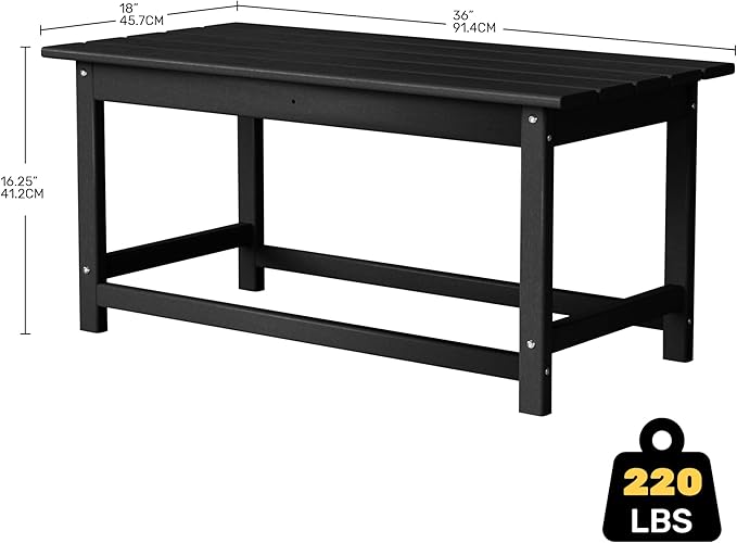 Costaelm Adirondack Conversation Table, HDPE Outdoor Drink Weather Resistant, Outdoor Patio Porch Accent Balcony Table for Pool, Seaside, Backyard, Black