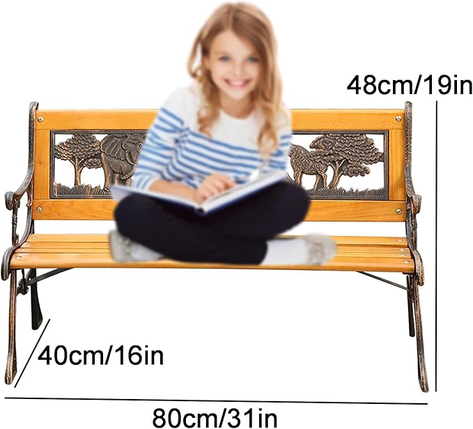 Garden Bench Park Bench Mini Sized Wood Outdoor Benches Weatherproof for Patio Lawn Balcony Backyard Porch and Indoor