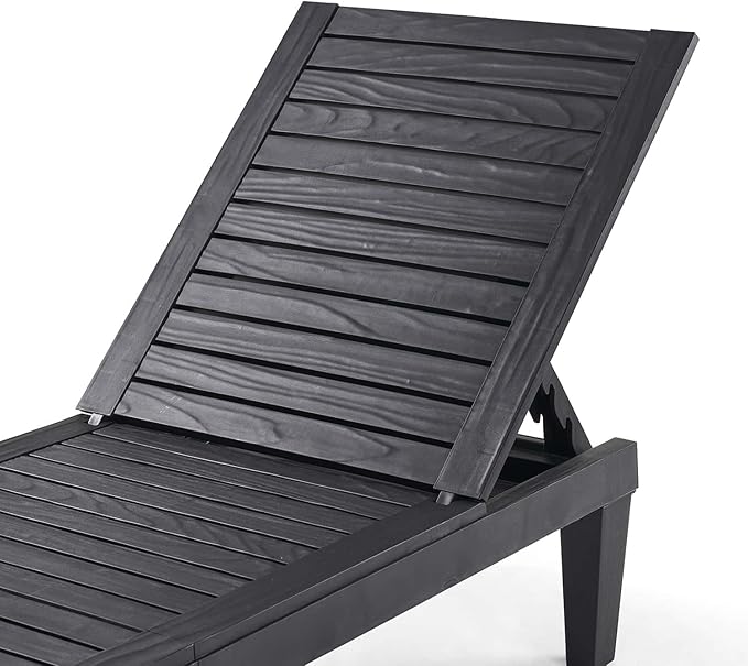 Nestl Patio Chairs - Black Chaise Lounge Chair Outdoor, 5-Position Adjustable Sun Tanning Chair - Photo 9