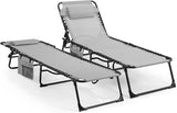 Unovivy Outdoor Chaise Lounge Chairs Set of 2, Portable Folding Pool Lounge Chair with 5-Position Reclining Back - Photo 1