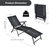 COSTWAY Folding Chaise Lounge, Lightweight & Breathable Fabric, Outdoor Tanning Recliner Chair for Deck, Beach (Black) - Photo 3