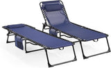 Unovivy Outdoor Chaise Lounge Chairs Set of 2, Portable Folding Pool Lounge Chair with 5-Position Reclining Back - Photo 1