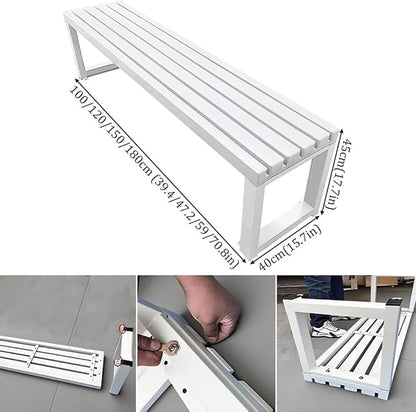 Outdoor Bench 2-Person Garden Bench Metal Backyard Seat Backless Seat 3.3ft 3.9ft 4.9ft 5.9ft Weatherproof Chair for Front Porch, Patio, Park(Gray,3.93ft)