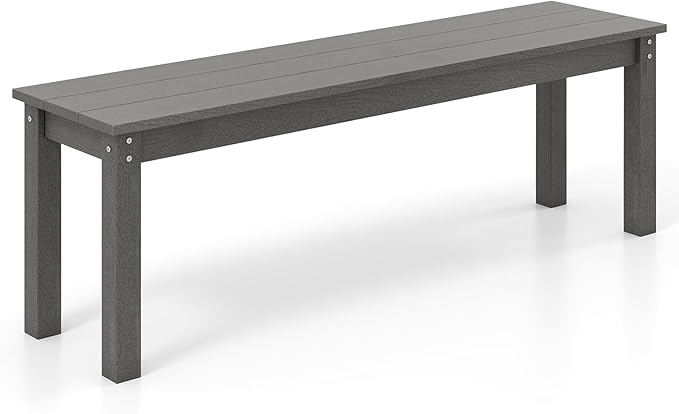 Tangkula HDPE Outdoor Bench, 2-3 Person Patio Bench, 55" Backless Garden Dining Bench with Slatted Seat - Photo 1