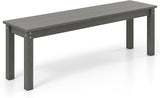Tangkula HDPE Outdoor Bench, 2-3 Person Patio Bench, 55" Backless Garden Dining Bench with Slatted Seat - Photo 1