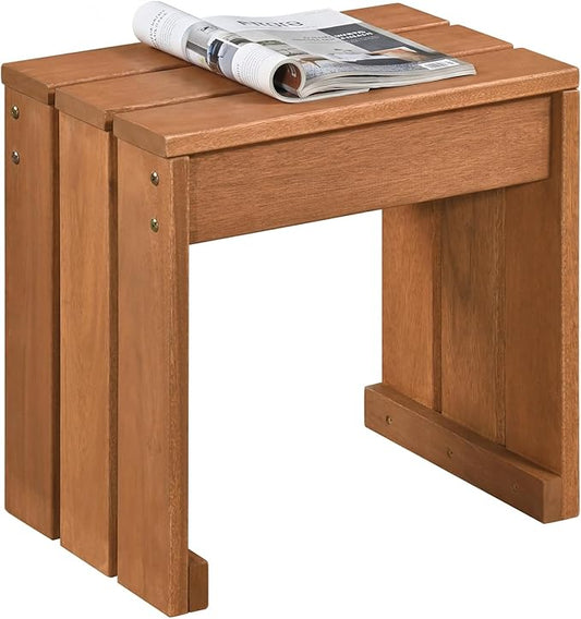 Tangkula Small Wood Outdoor Bench, Patio Backless Bench with Solid Wooden Frame, Compact Side Table & Plant Stand with 242 LBS Weight Capacity, Bench for Backyard, Porch, Entryway, Garden