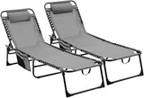 Portable Folding Outdoor Chaise Lounge Chair Set with Adjustable Reclining Backrest and Breathable Mesh Seat for Patio - Photo 1