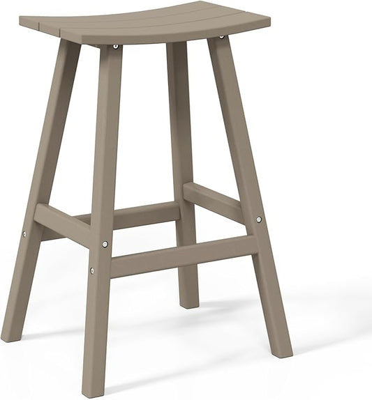 WestinTrends Malibu 29 Inch Outdoor Bar Stools, All Weather Resistant Poly Lumber Adirondack Bar Height Stools, Weathered Wood
