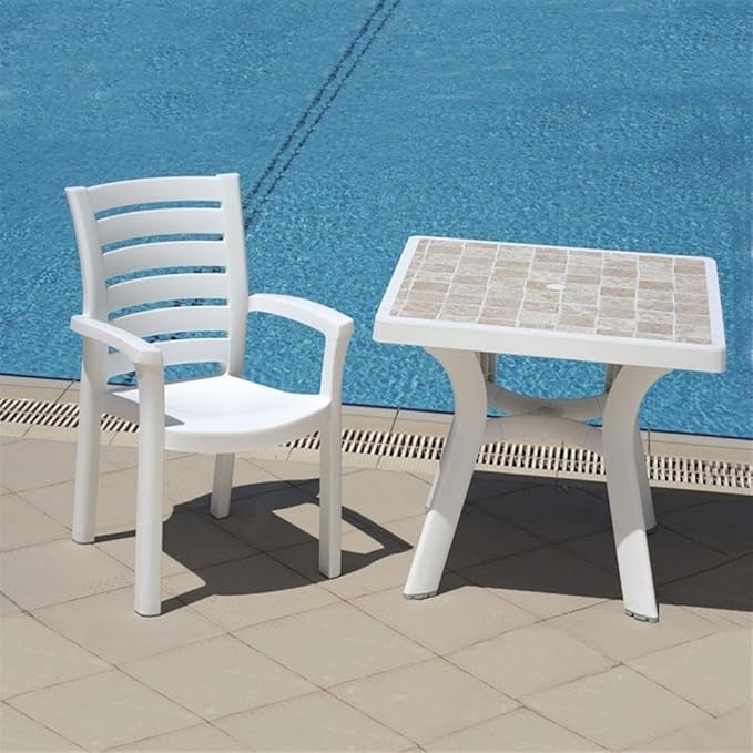 Compamia Marina Resin Patio Dining Arm Chair in White (Set of 2)