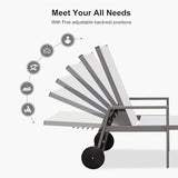 PURPLE LEAF Outdoor Chaise Lounge Set for 4 Aluminum Patio Chaise Lounger Chairs with Armrest and Wheels Adjustable - Photo 6