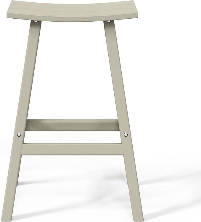 WestinTrends Malibu 29 Inch Outdoor Bar Stools, All Weather Resistant Poly Lumber Adirondack Bar Height Stools, Sand