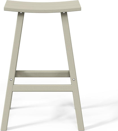WestinTrends Malibu 29 Inch Outdoor Bar Stools, All Weather Resistant Poly Lumber Adirondack Bar Height Stools, Sand