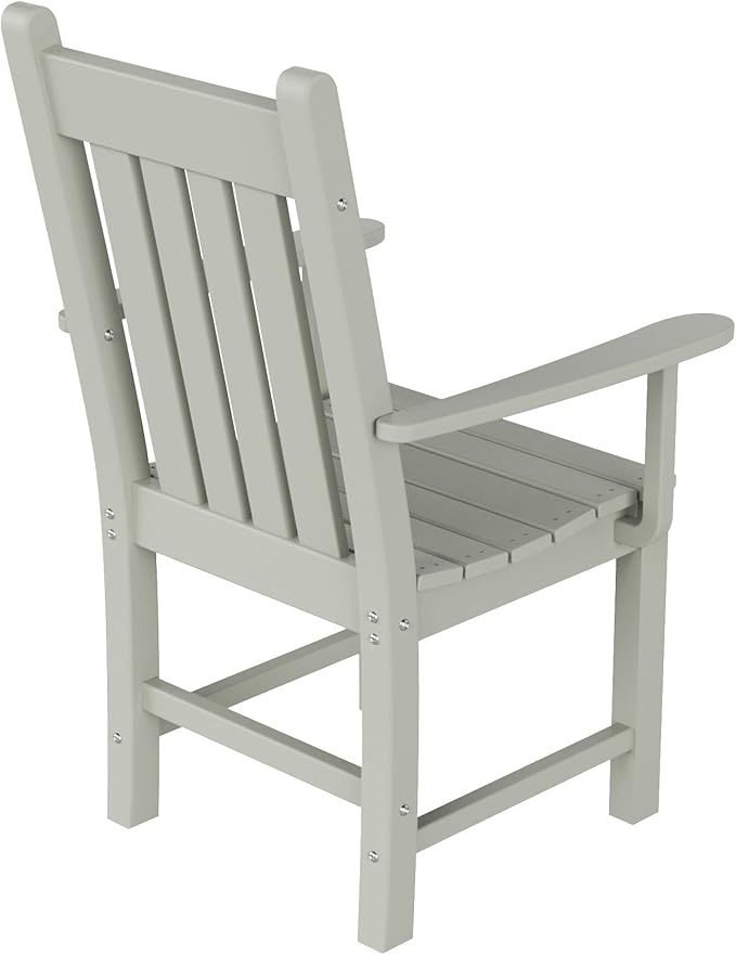 WestinTrends Malibu Classic Outdoor Dining Chairs with Arms, All Weather Poly Lumber Adirondack Patio Chairs Restaurant Bistro Chairs Support 350 LBS, Arched Backrest and Curved Seat, Sand