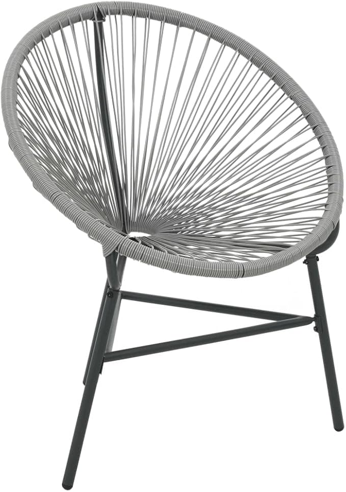 vidaXL Gray Moon Chair - Poly Rattan Patio Furniture - Water-Resistant Outdoor Chair with Powder-Coated Steel Frame for - Photo 1