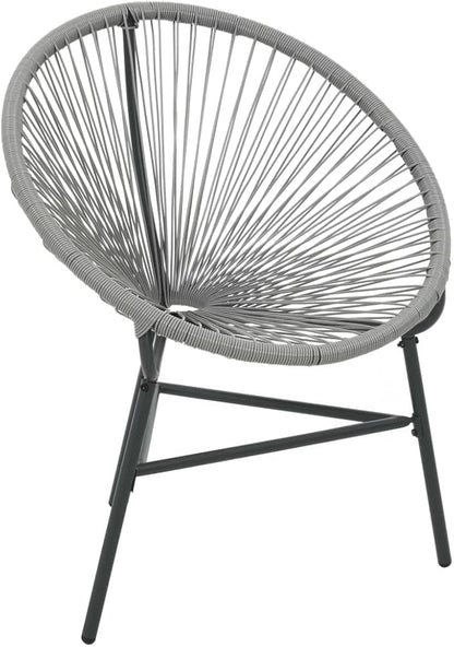 vidaXL Gray Moon Chair - Poly Rattan Patio Furniture - Water-Resistant Outdoor Chair with Powder-Coated Steel Frame for Garden and Patio