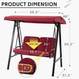 AECOJOY 2-Seat Outdoor Patio Swing Chair with Adjustable Canopy, Porch Swings Chairs for Adult - Photo 3