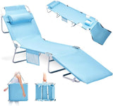 VINGLI Tanning Chair, Beach Lounge Chair with Face Hole, Lounge Chair Outdoor, Height-Adjustable Tanning Lounger - Photo 1