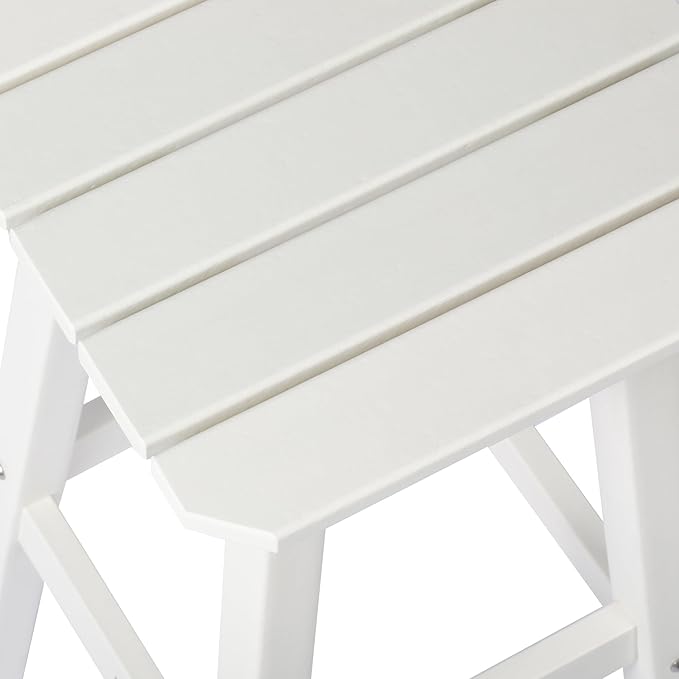 Costaelm 29" Height Outdoor Bar Stools, All-Weather Bar Stools, Adirondack Poly Patio Square Bar Stool for Patio, Deck, Kitchen Counter and Garden, White