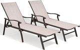 Crestlive Products Chaise Lounge Chair Outdoor with Armrest, Pool Lounge Chairs Set of 2 - Photo 8