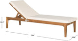 SAFAVIEH Outdoor Collection Azusa Natural Solid Wood/Beige Cushion Adjustable Chaise Lounge Chair (PAT6729A) - Photo 3