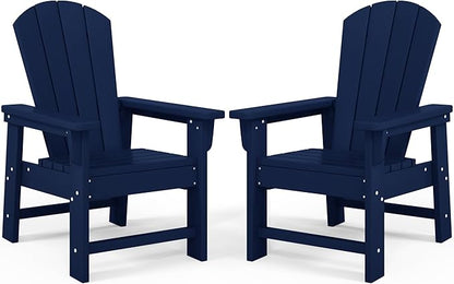 Costaelm Kids Lawn Chair Set of 2, Toddler Outdoor Chair Kids Patio Furniture and Outdoor Children Picnic Activity Baby Adirondack Chairs Set of 2 for Garden, Patio, Backyard & Beach, Navy Blue