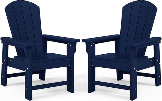 Costaelm Kids Lawn Chair Set of 2, Toddler Outdoor Chair Kids Patio Furniture and Outdoor Children Picnic Activity Baby Adirondack Chairs Set of 2 for Garden, Patio, Backyard & Beach, Navy Blue