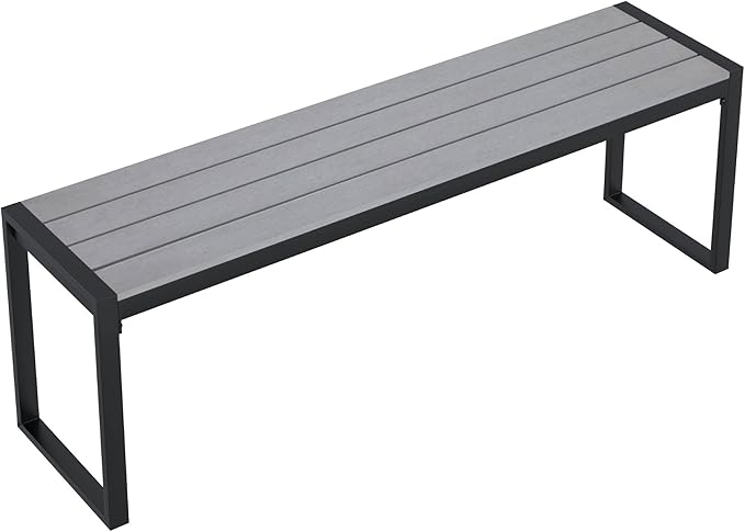 VICLLAX 3-Person Outdoor Bench 53" Long Garden Bench Backless Porch Patio Bench Metal Park Bench, Grey