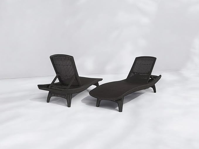 2-Pack All-Weather Grenada Chaise Loungers, Woven Resin (Gray)