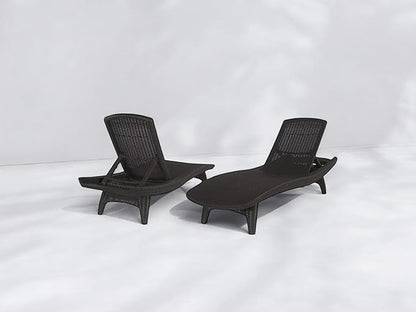 2-Pack All-Weather Grenada Chaise Loungers, Woven Resin (Gray)