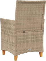 Patio Chairs with Cushions 2 pcs Beige Poly Rattan&Solid Wood, Suitable for patios, Gardens, Balconies - Photo 8