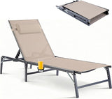 Foldable Chaise Lounge Chair with Cup Holder - Photo 1