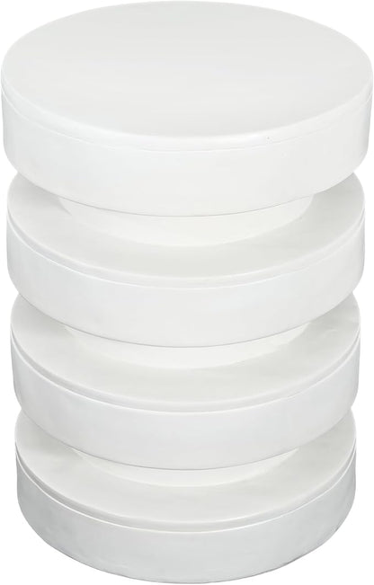 Christopher Knight Home Jeru Lightweight Concrete Round Coffee Table, Indoor and Outdoor Side Table for Living Room, MGO Small Side Table, 3-Tier Design, No Assembly Needed, White