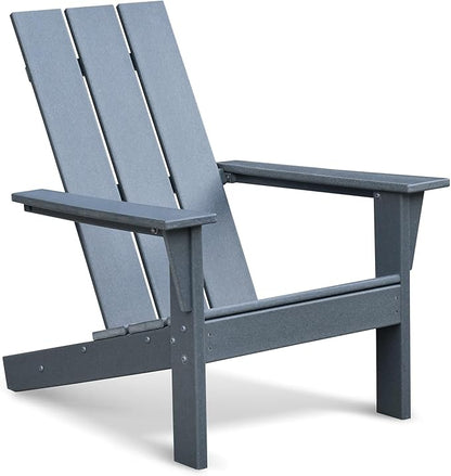 Grey Outdoor Adirondack Chair Set of 2 and Table, Ergonomic All-Weather Fire Pit Patio Lawn Chairs for Backyard Garden Deck Balcony