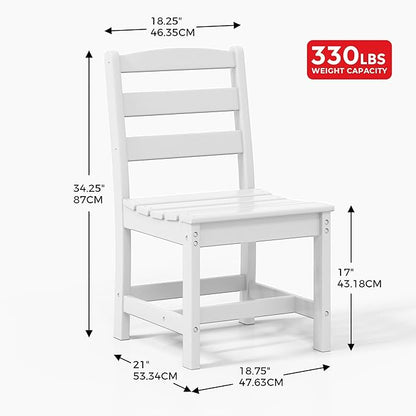 Costaelm Outdoor Dining Chair, Armless Patio Adirondack Chair, HDPE Poly Lumber, Waterproof Indoor/Outdoor Restaurant Bistro Dining Chair for Outside Porch Backyard Garden, White